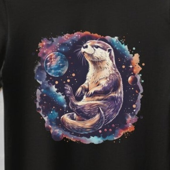 Funny Otter Space Shirt, Otter Astronaut Tee Outer Space Themed Shirt - Picture 3 of 3